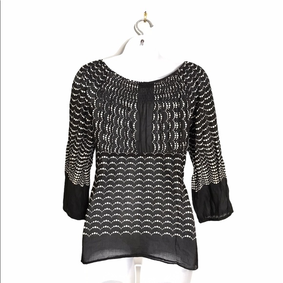 BCBGMAXAZRIA | Babydoll Vibe Polka Dot Blouse - Picture 5 of 10